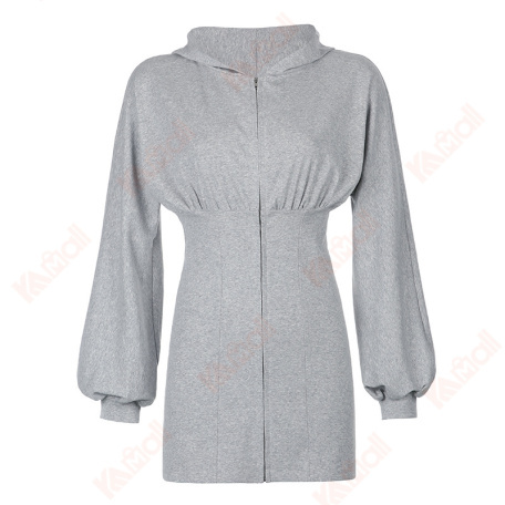 skimpy hooded collar grey dresses
